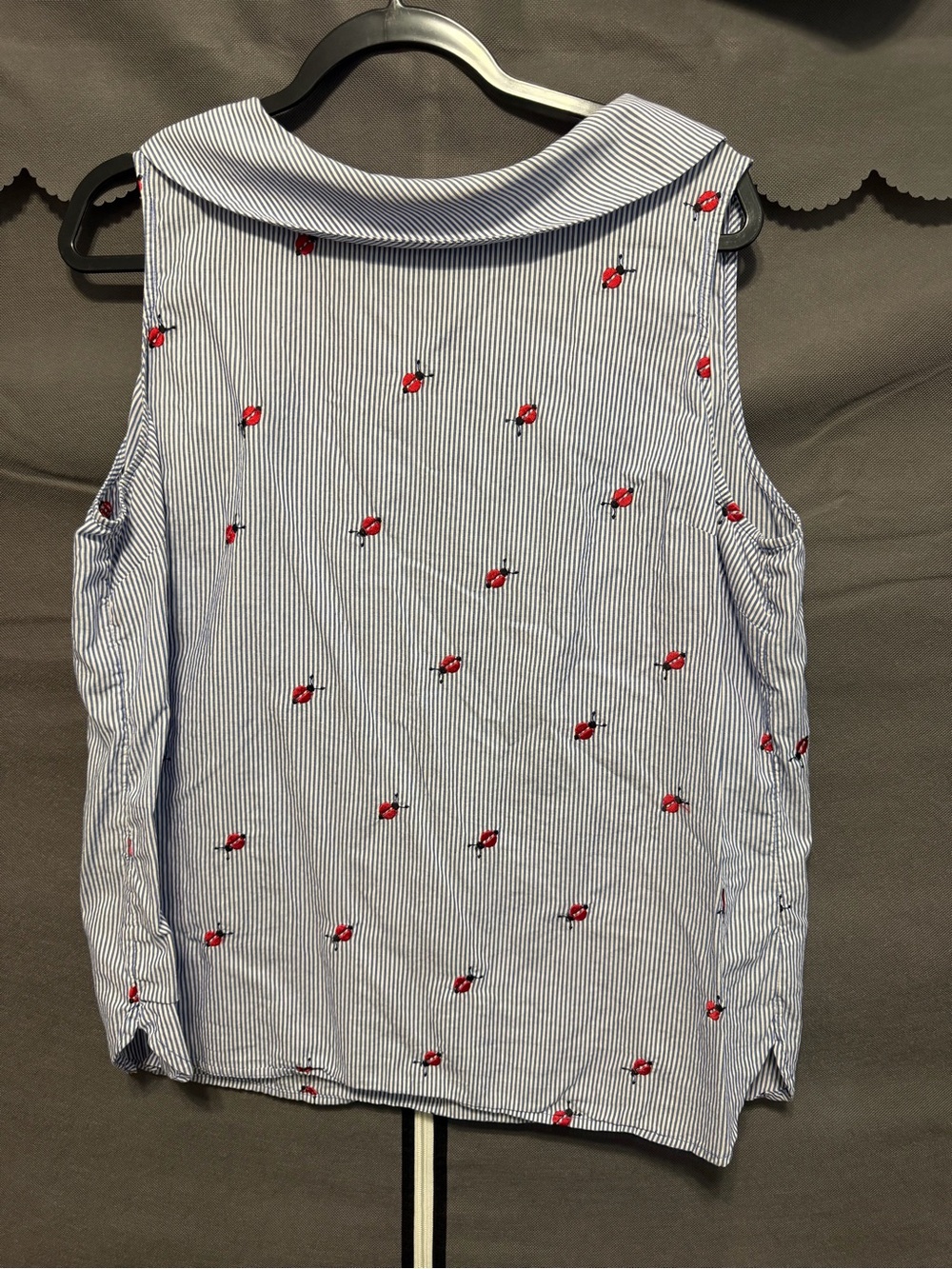 Talbot’s striped top with Lady Bug Embroidery